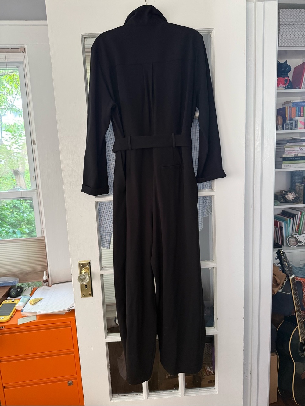 COS Black Long Sleeve Belted Jumpsuit Label View - Picture 2 of 5